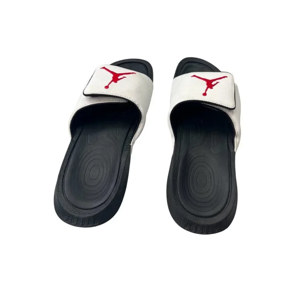 Air Jordan Hydro 6 Slides Jumpman White Red Black Mens 9 881473-101 Adjustable